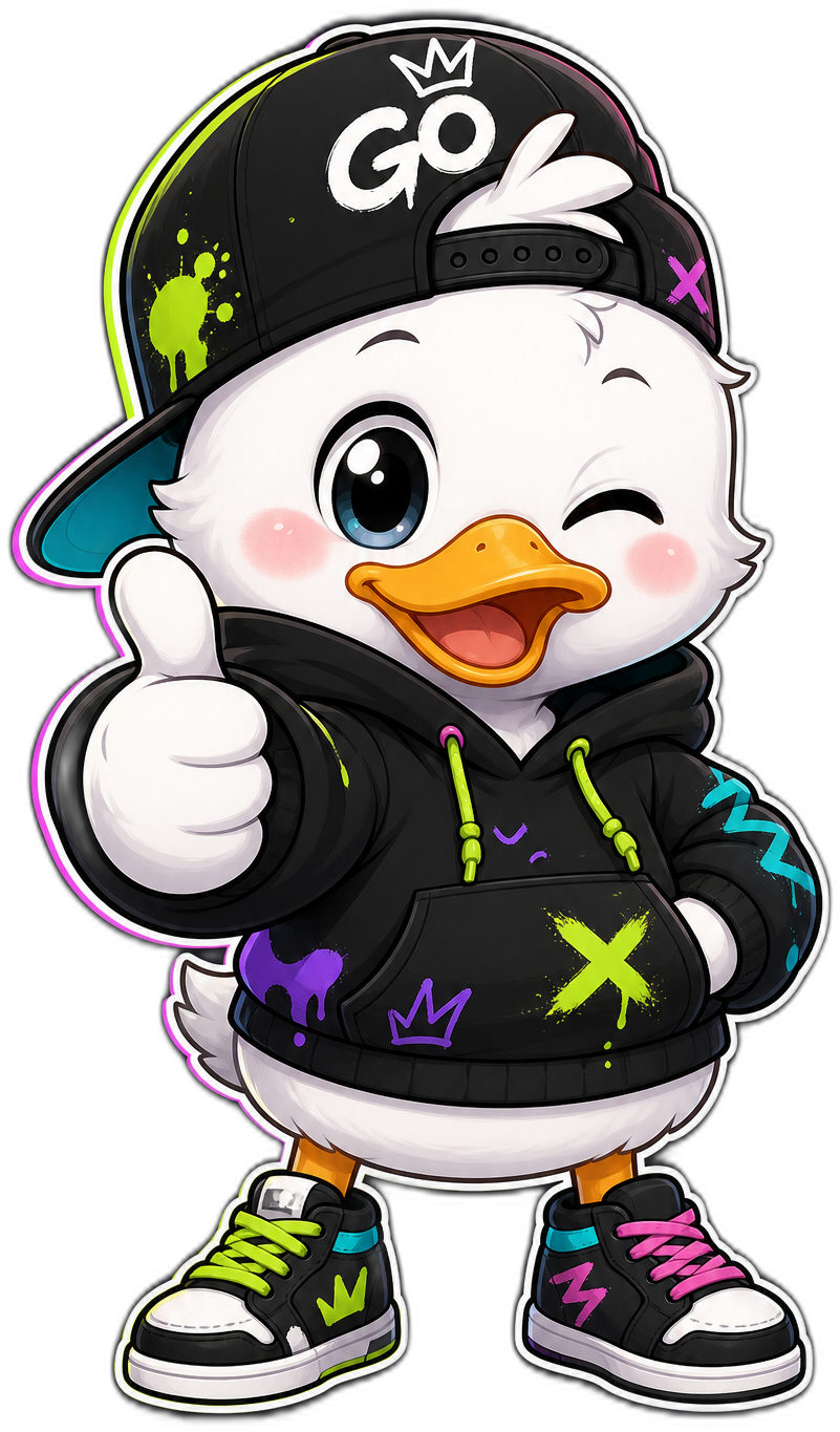 GooGoGoGo mascot giving a thumbs up